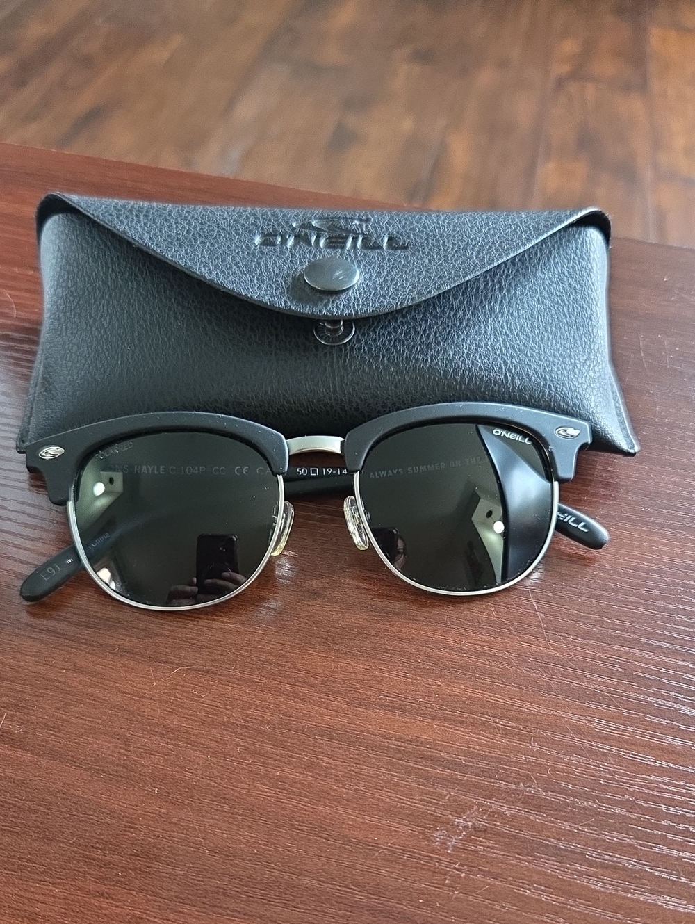 O'Neill ONS-Hale Polarized Sunglasses Silver Black Browline/Club Frame With case